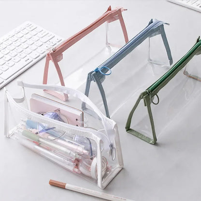 Large Capacity Transparent Pencil Case, Kawaii Pen Pouch, School Stationery Makeup Bag for Kids Teens Girls Boys