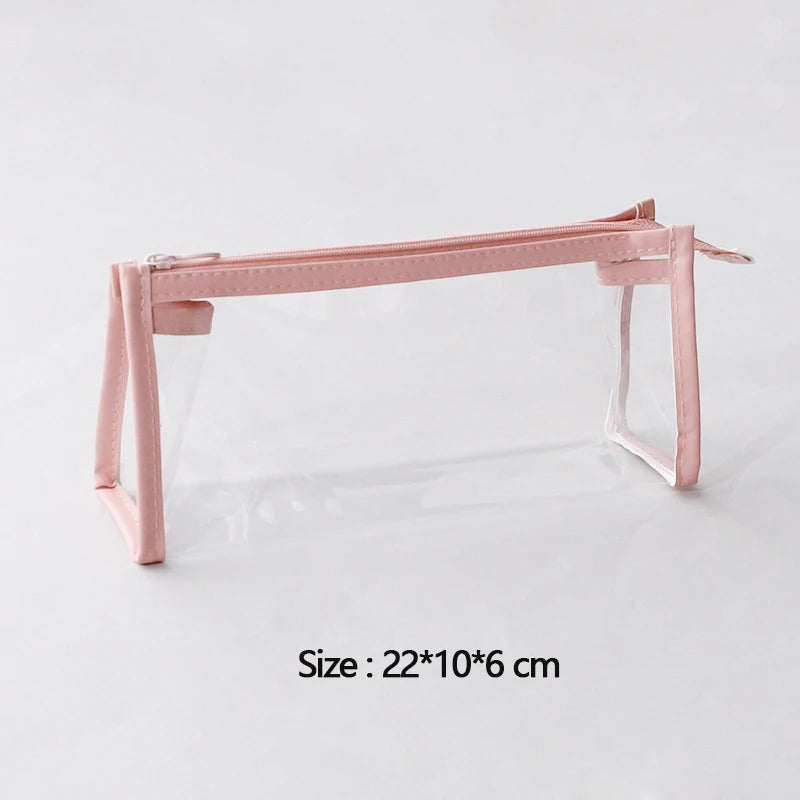 Large Capacity Transparent Pencil Case, Kawaii Pen Pouch, School Stationery Makeup Bag for Kids Teens Girls Boys