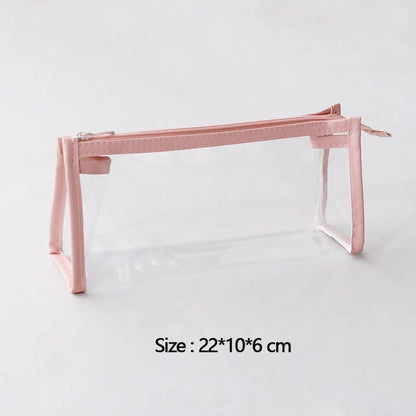 Large Capacity Transparent Pencil Case, Kawaii Pen Pouch, School Stationery Makeup Bag for Kids Teens Girls Boys