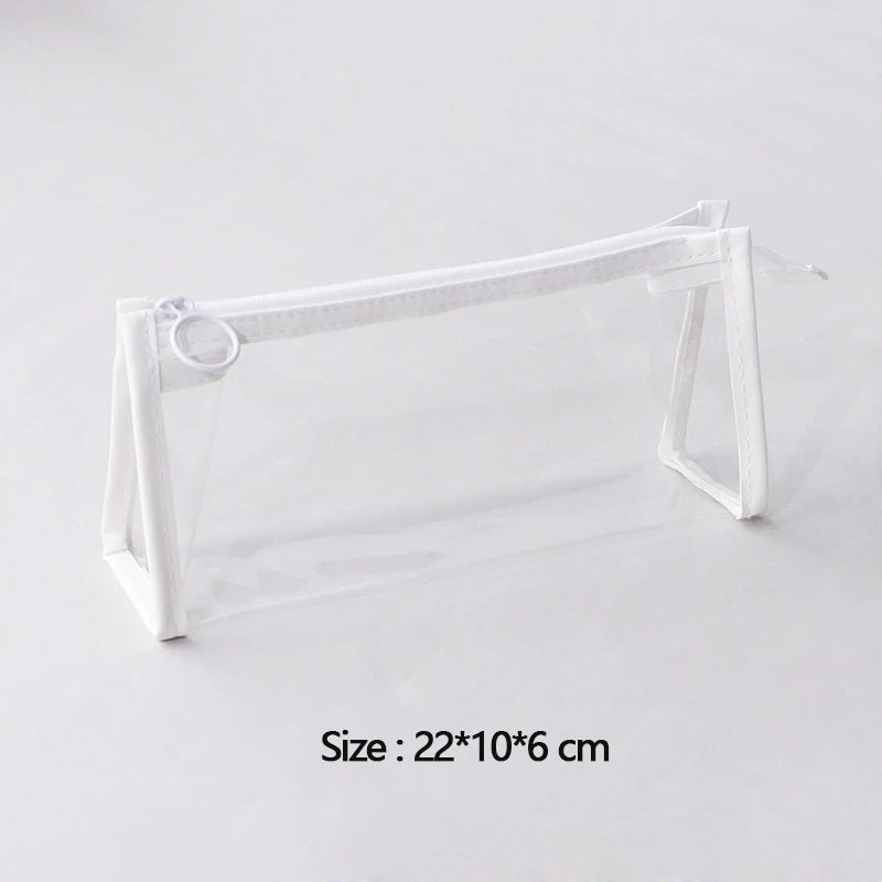 Large Capacity Transparent Pencil Case, Kawaii Pen Pouch, School Stationery Makeup Bag for Kids Teens Girls Boys