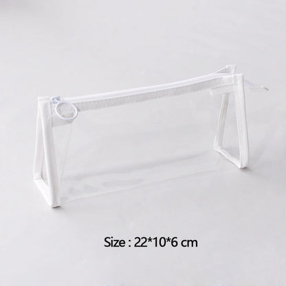 Large Capacity Transparent Pencil Case, Kawaii Pen Pouch, School Stationery Makeup Bag for Kids Teens Girls Boys