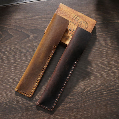 Vintage Leather Pencil Case, Handmade Cowhide Pen Holder, School and Office Pens Organizer Bag, Gift for Students