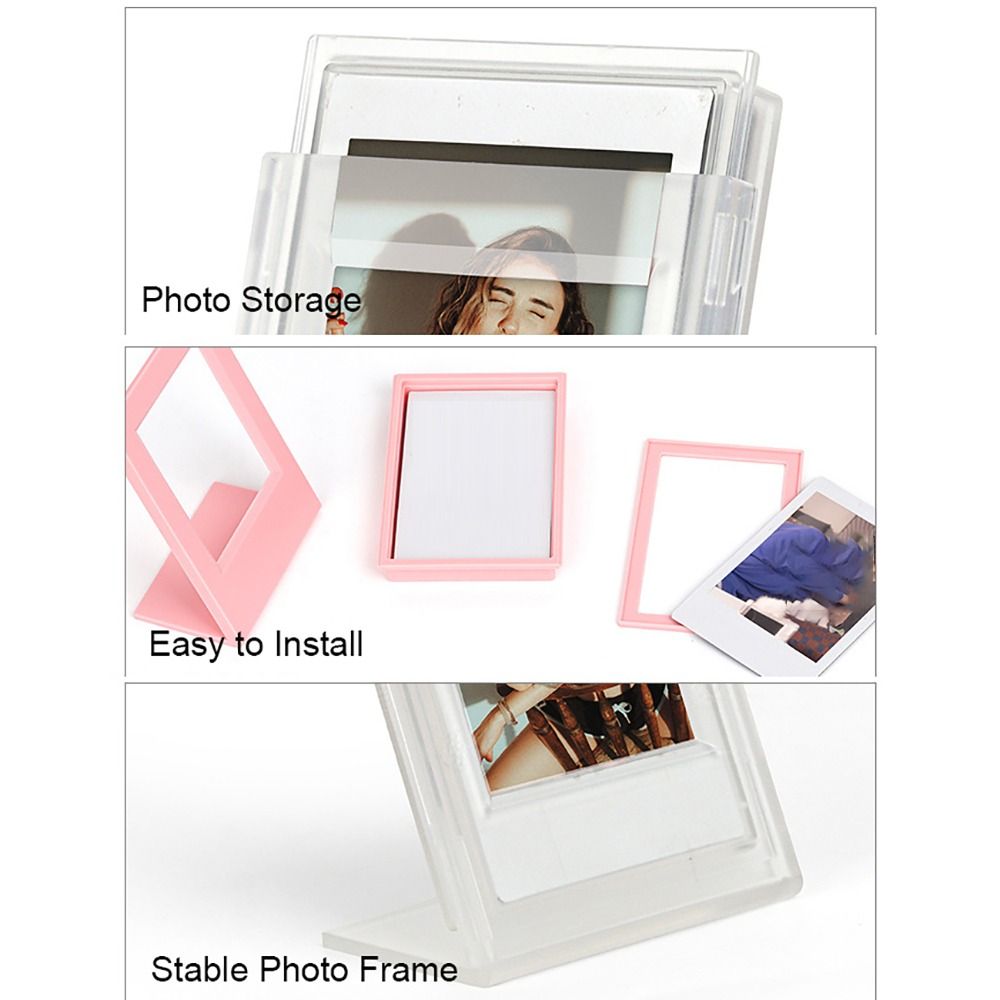2PCS 3-Inch L-Shaped Photo Frame for FujiFilm Instax Mini, Acrylic Tabletop Display Stand