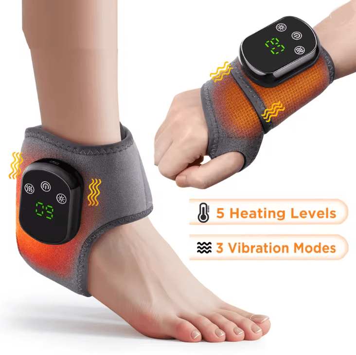 TheraWave Rechargeable Electric Heating Wrist Brace Vibration Massage Carpal Relief