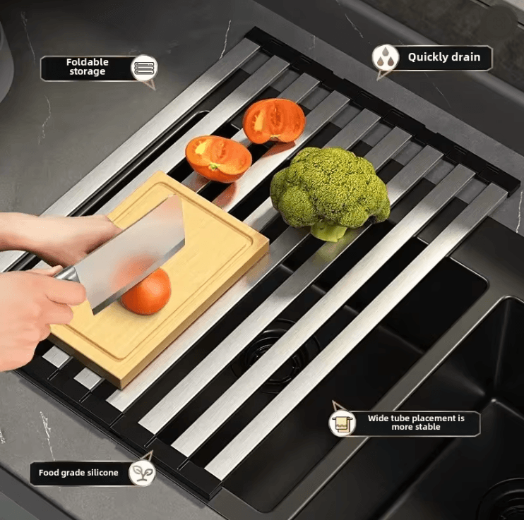 SinkPro Retractable 304 Stainless Steel Drain Rack 1