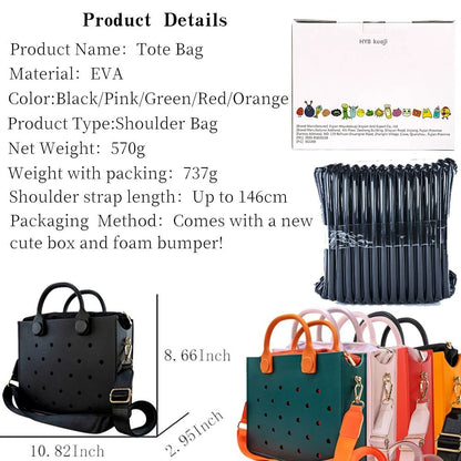 EVA Large Waterproof Shoulder Tote Bag For Women With Charm Hole Design 2