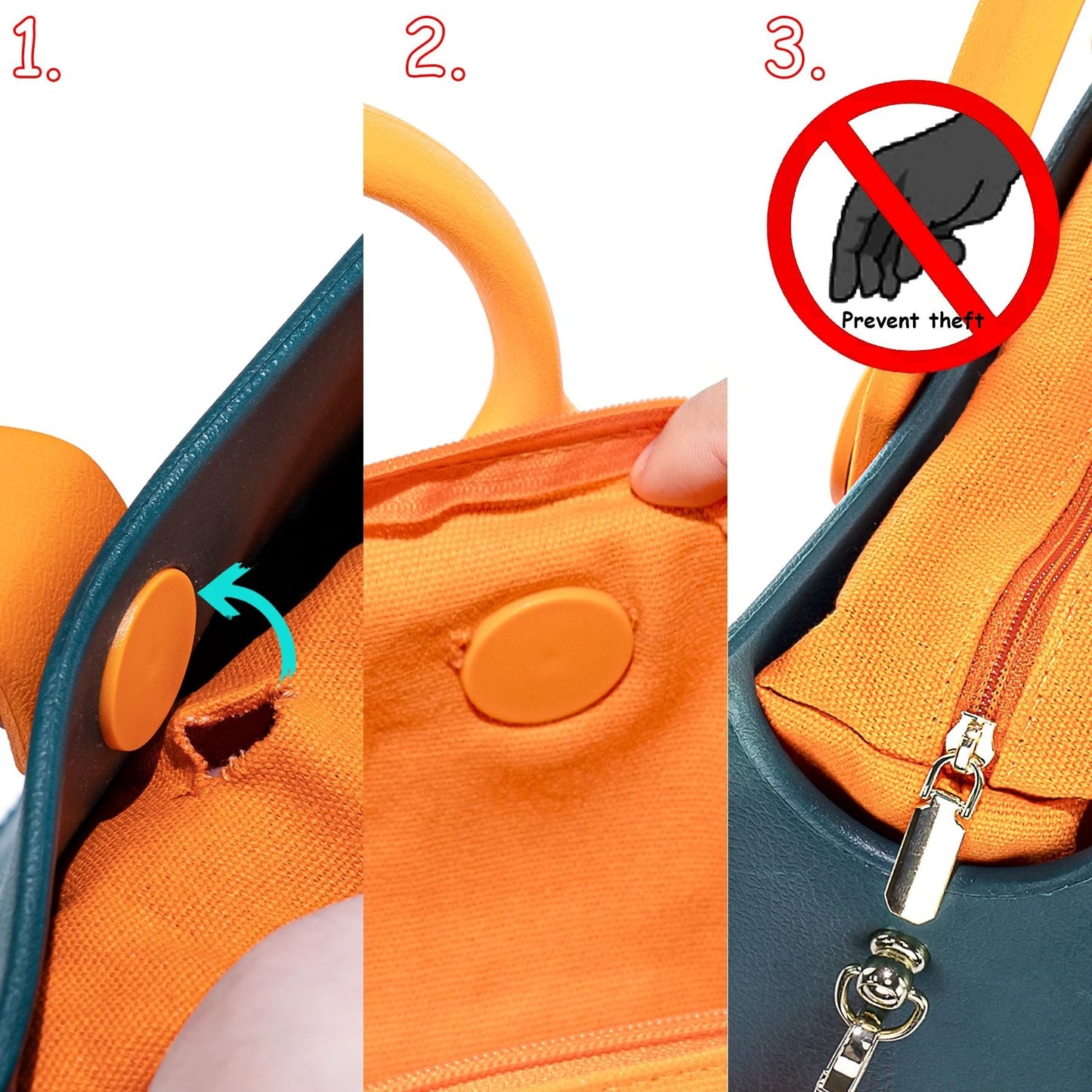 EVA Large Waterproof Shoulder Tote Bag For Women With Charm Hole Design 3