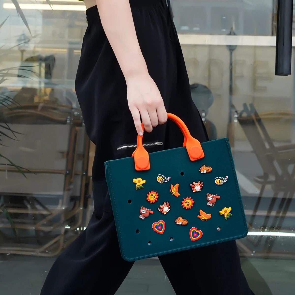 EVA Large Waterproof Shoulder Tote Bag For Women With Charm Hole Design 4