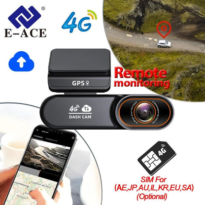 E ACE 4G Dash Cam with Remote Access GPS Collision Alert and Real Time Playback