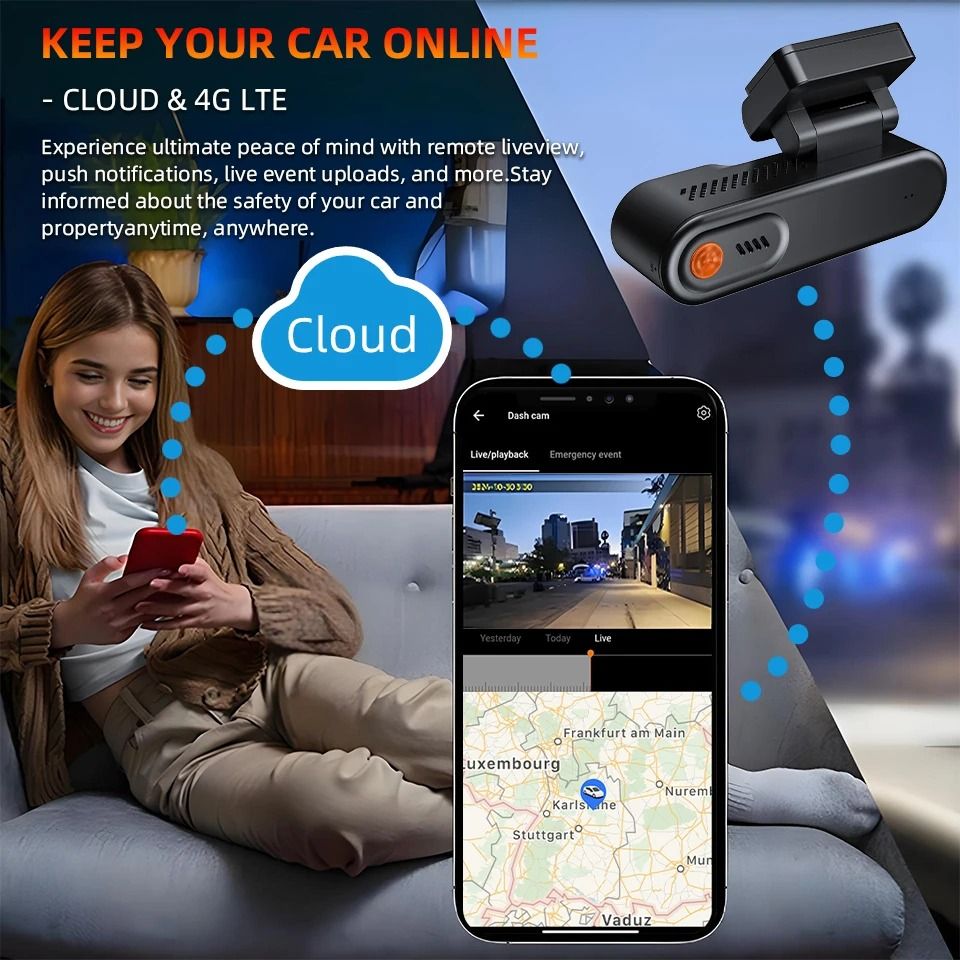 E ACE 4G Dash Cam With Remote Access GPS Collision Alert And Real Time Playback 4