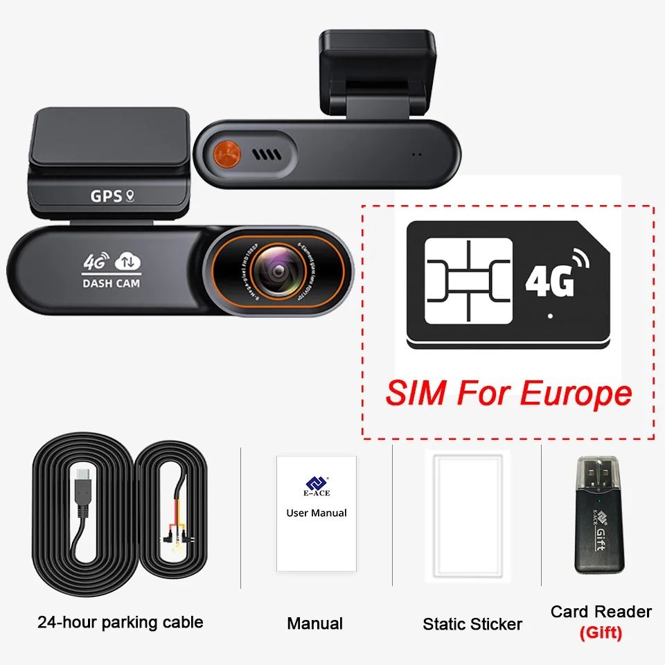 E ACE 4G Dash Cam With Remote Access GPS Collision Alert And Real Time Playback 7
