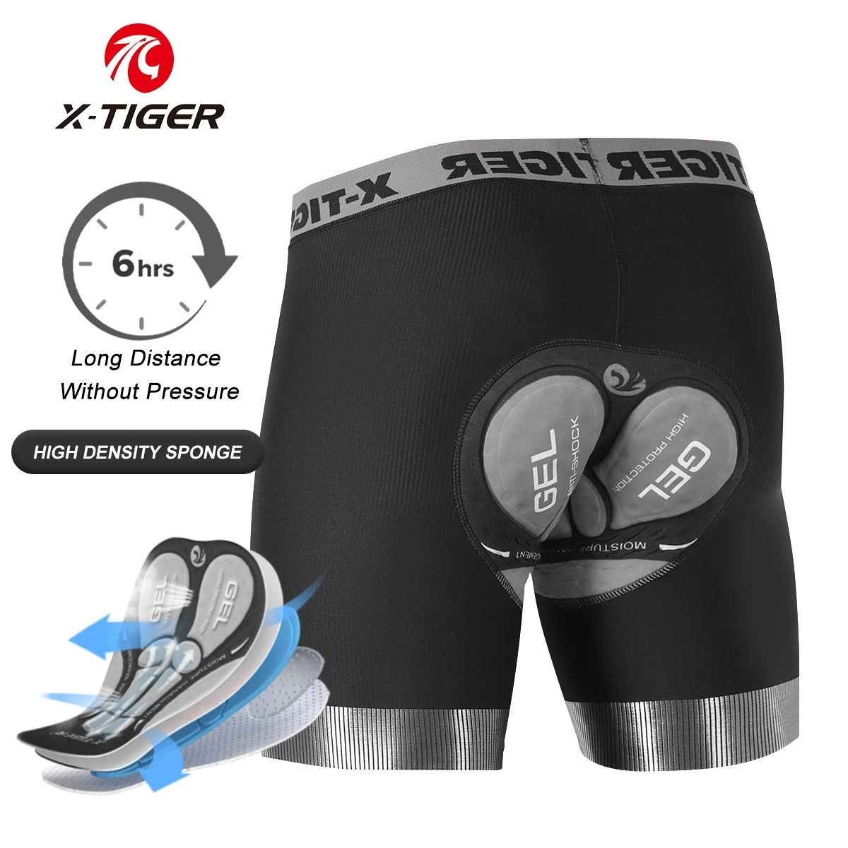 X TIGER Mens Cycling Underwear Shorts 5D Padded Sports Riding Bike Bicycle MTB Liner Shorts With An 9