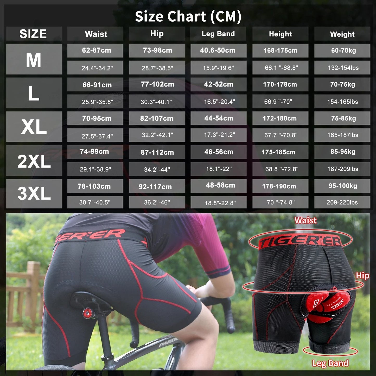 X TIGER Mens Cycling Underwear Shorts 5D Padded Sports Riding Bike Bicycle MTB Liner Shorts With An 5