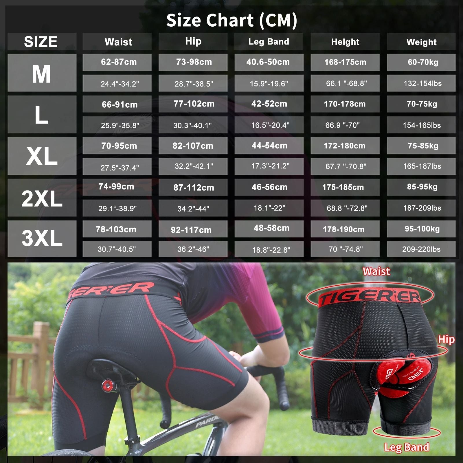 X TIGER Mens Cycling Underwear Shorts 5D Padded Sports Riding Bike Bicycle MTB Liner Shorts With An 5