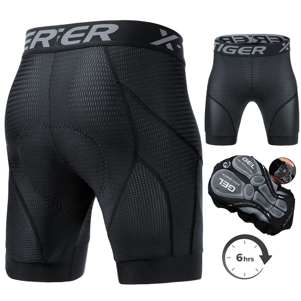 X TIGER Mens Cycling Underwear Shorts 5D Padded Sports Riding Bike Bicycle MTB Liner Shorts With An 6