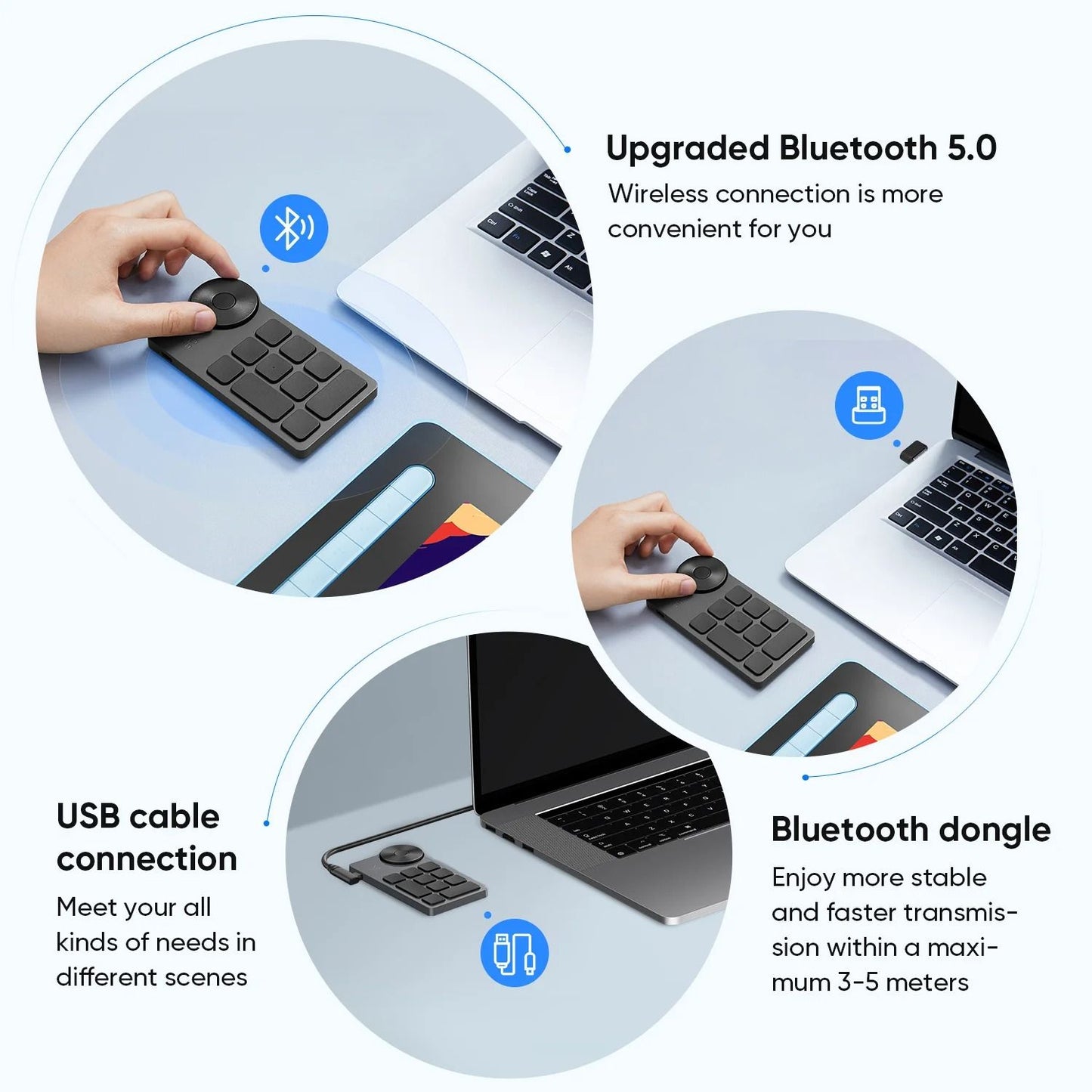 XPPen Wireless Shortcut Remote With Bluetooth And Custom Express Keys For Graphic Tablets And Pen D 4