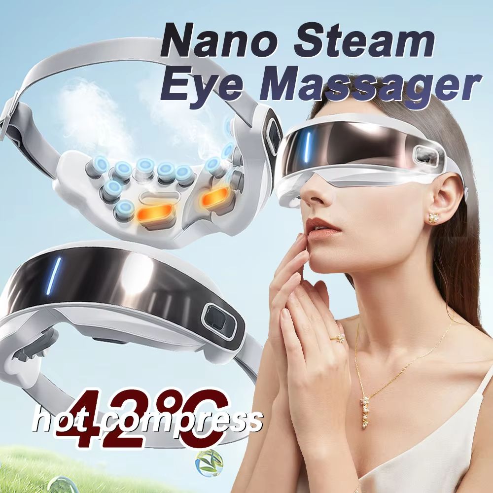 Bluetooth Steam Eye Massager with Heat, Acupressure & Kneading – Spa-Grade Eye Therapy for Fatigue Relief