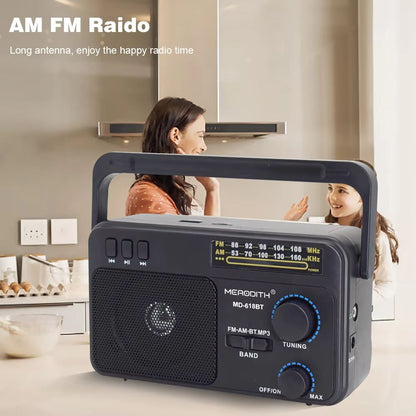 Classic AM FM Shortwave Transistor Radio – Battery or AC Powered with Large Tuning Knob for Indoor & Outdoor Use