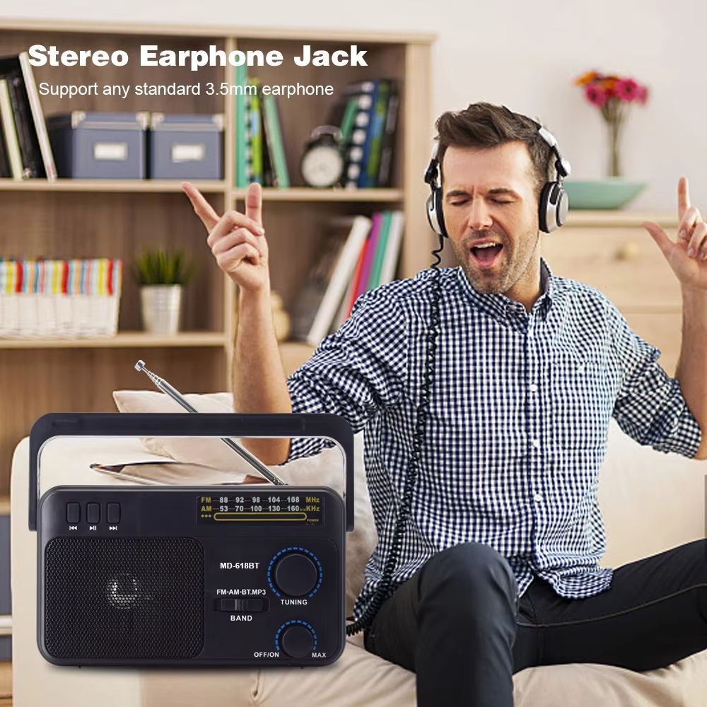 Classic AM FM Shortwave Transistor Radio  Battery Or AC Powered With Large Tuning Knob For Indoor   1