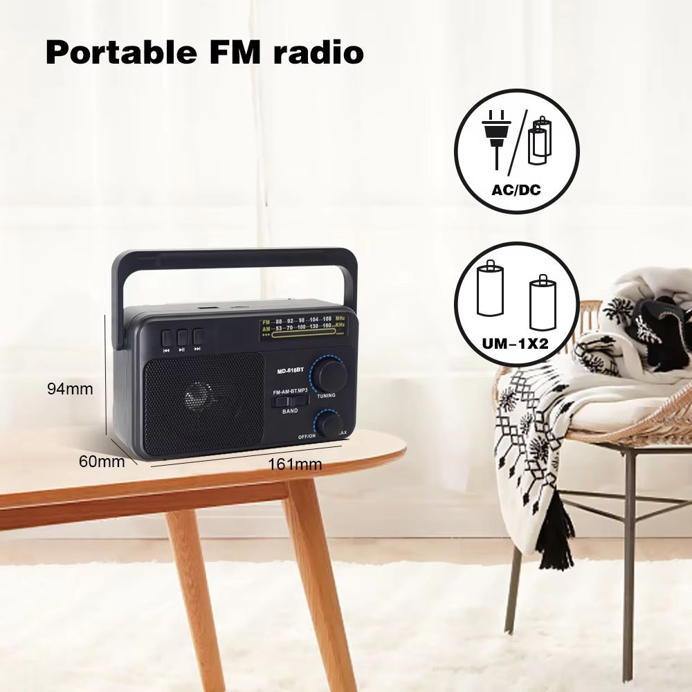 Classic AM FM Shortwave Transistor Radio  Battery Or AC Powered With Large Tuning Knob For Indoor   2