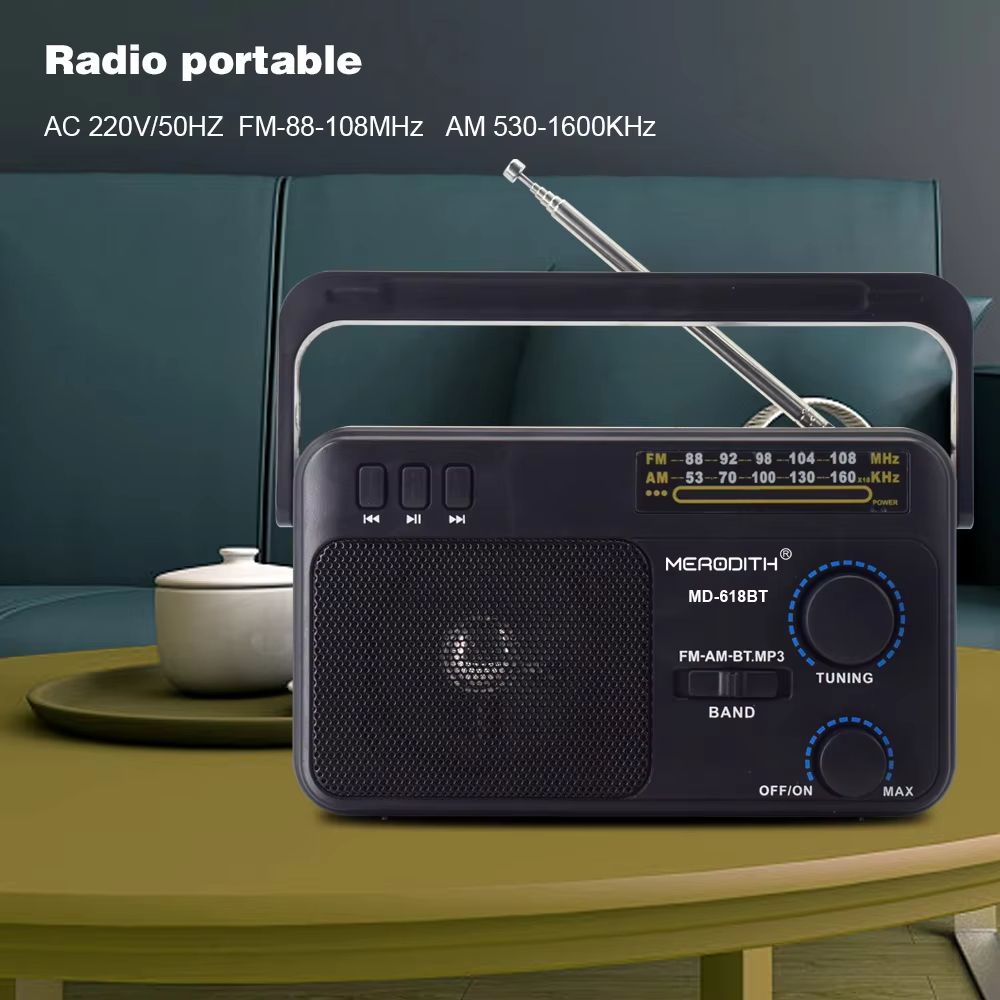 Classic AM FM Shortwave Transistor Radio  Battery Or AC Powered With Large Tuning Knob For Indoor   3