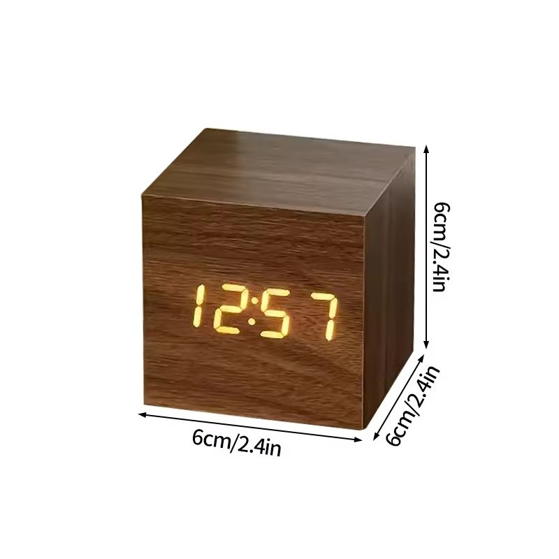 Minimalist Wooden LED Alarm Clock  SoundActivated Display With Temperature For Bedroom Or Office De 8