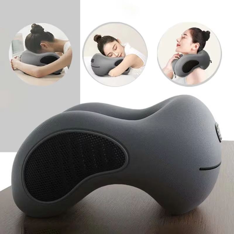Ergonomic U-Shaped Memory Foam Travel Pillow – Soft Cervical Neck Support with Massage Feature