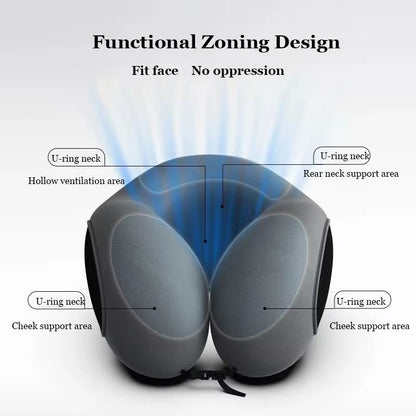 Ergonomic UShaped Memory Foam Travel Pillow  Soft Cervical Neck Support With Massage Feature 2