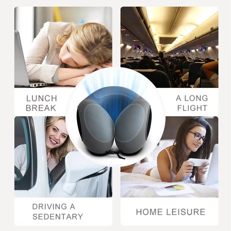 Ergonomic UShaped Memory Foam Travel Pillow  Soft Cervical Neck Support With Massage Feature 5