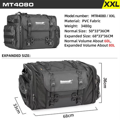 Rhinowalk Expandable Motorcycle Tail Bag  Waterproof 19L80L Trunk Luggage For Touring  Commuting 9