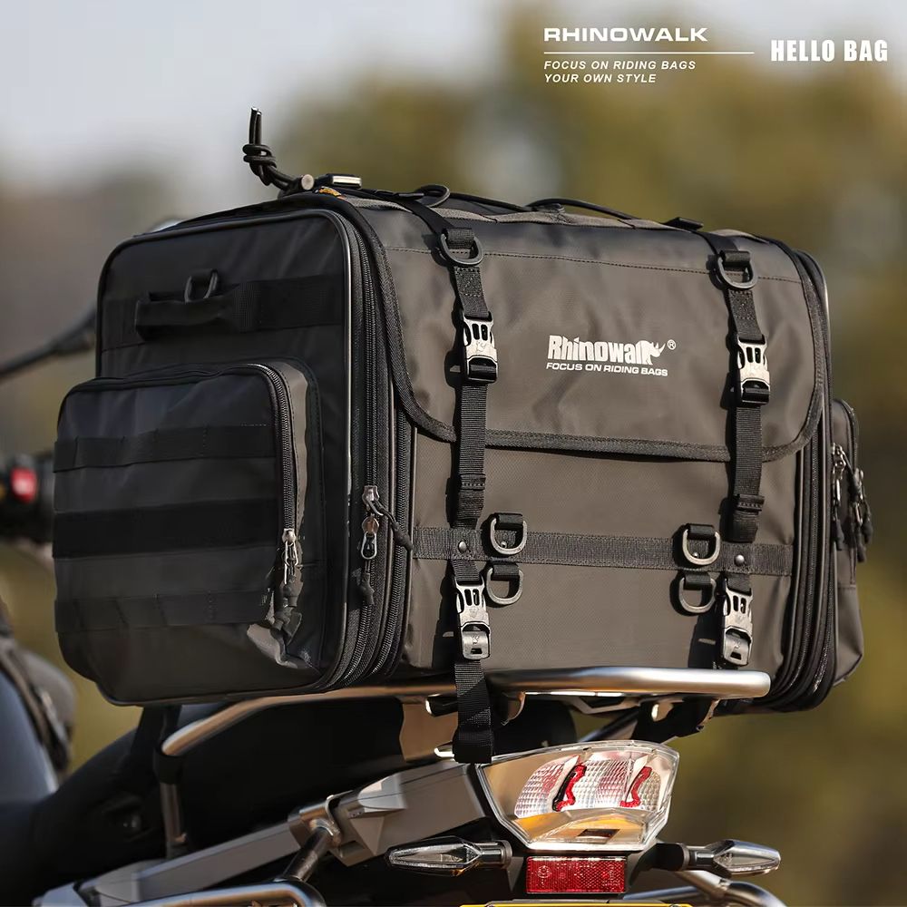 Rhinowalk Expandable Motorcycle Tail Bag  Waterproof 19L80L Trunk Luggage For Touring  Commuting 1