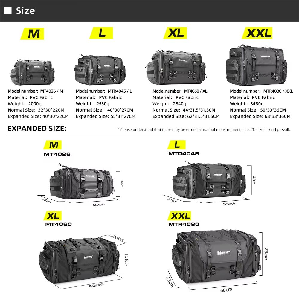 Rhinowalk Expandable Motorcycle Tail Bag  Waterproof 19L80L Trunk Luggage For Touring  Commuting 2