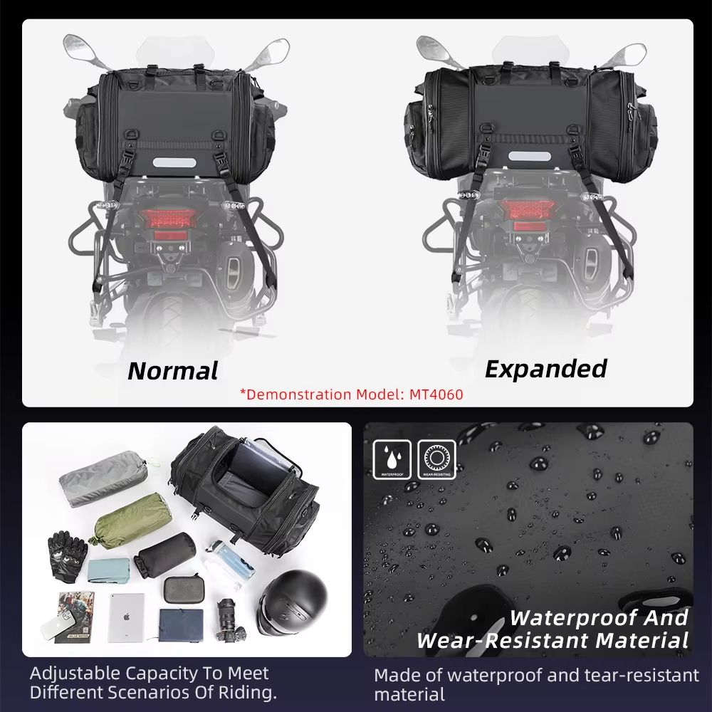 Rhinowalk Expandable Motorcycle Tail Bag  Waterproof 19L80L Trunk Luggage For Touring  Commuting 3