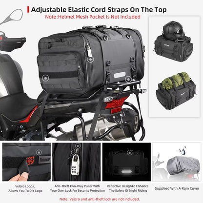 Rhinowalk Expandable Motorcycle Tail Bag  Waterproof 19L80L Trunk Luggage For Touring  Commuting 4