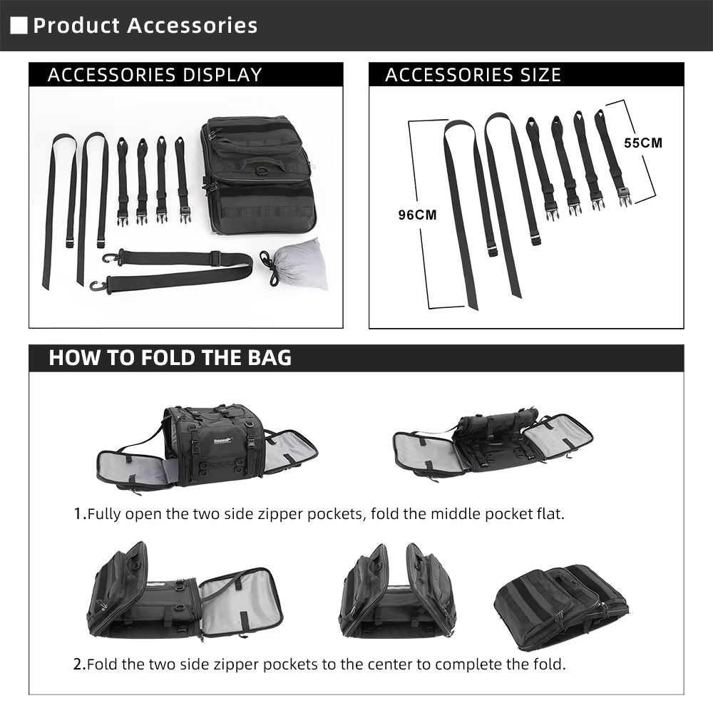 Rhinowalk Expandable Motorcycle Tail Bag  Waterproof 19L80L Trunk Luggage For Touring  Commuting 5