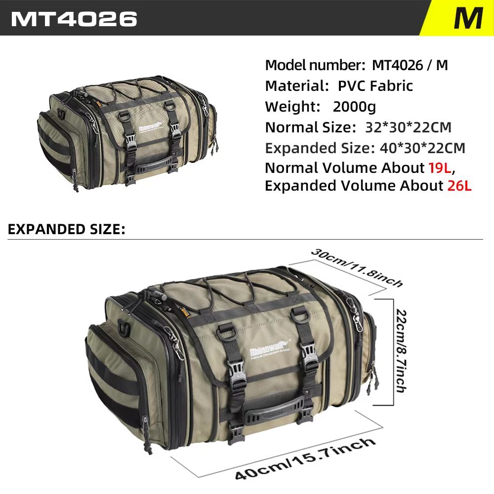 Rhinowalk Expandable Motorcycle Tail Bag  Waterproof 19L80L Trunk Luggage For Touring  Commuting 6