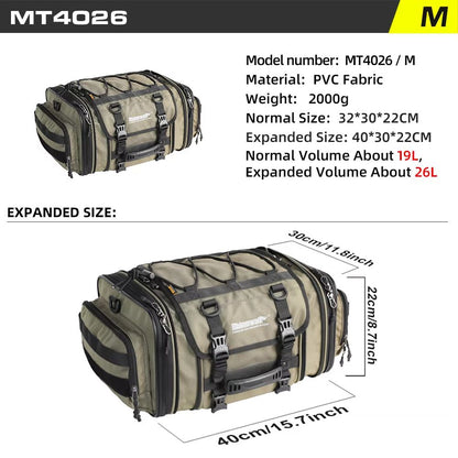 Rhinowalk Expandable Motorcycle Tail Bag  Waterproof 19L80L Trunk Luggage For Touring  Commuting 6
