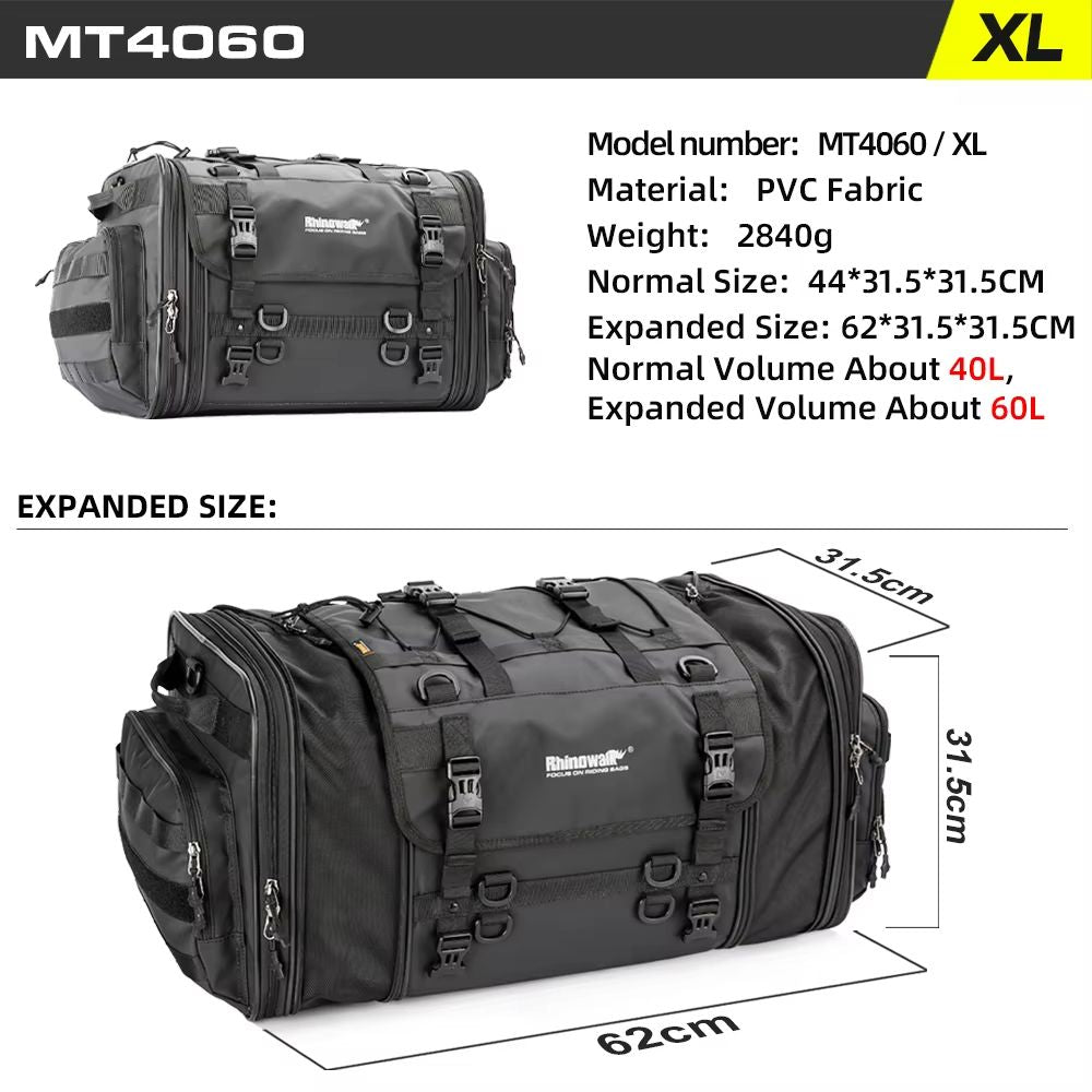 Rhinowalk Expandable Motorcycle Tail Bag  Waterproof 19L80L Trunk Luggage For Touring  Commuting 7