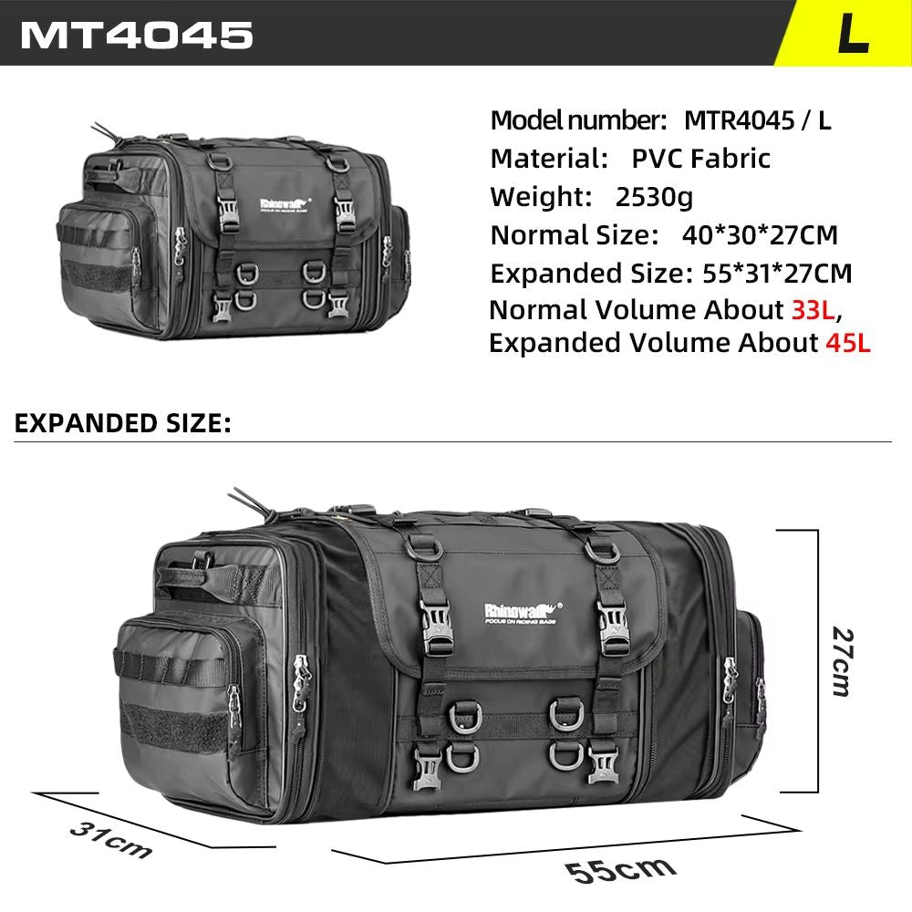 Rhinowalk Expandable Motorcycle Tail Bag  Waterproof 19L80L Trunk Luggage For Touring  Commuting 8