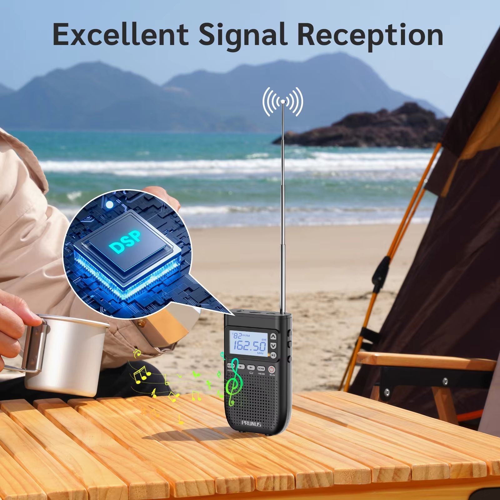 J618 Bluetooth AMFM Portable Radio  Digital MP3 Player With Speaker USBC Charging  2000mAh Battery 3