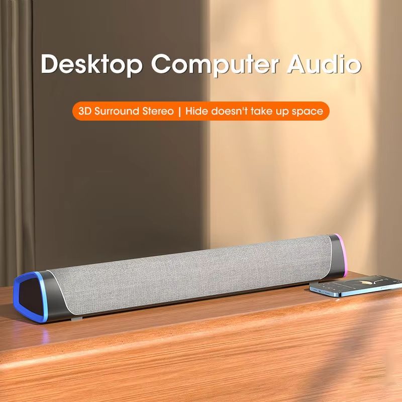4D Stereo Computer Speaker Bar  Bluetooth  Wired Subwoofer Soundbar For Laptops PCs  Macbooks 1