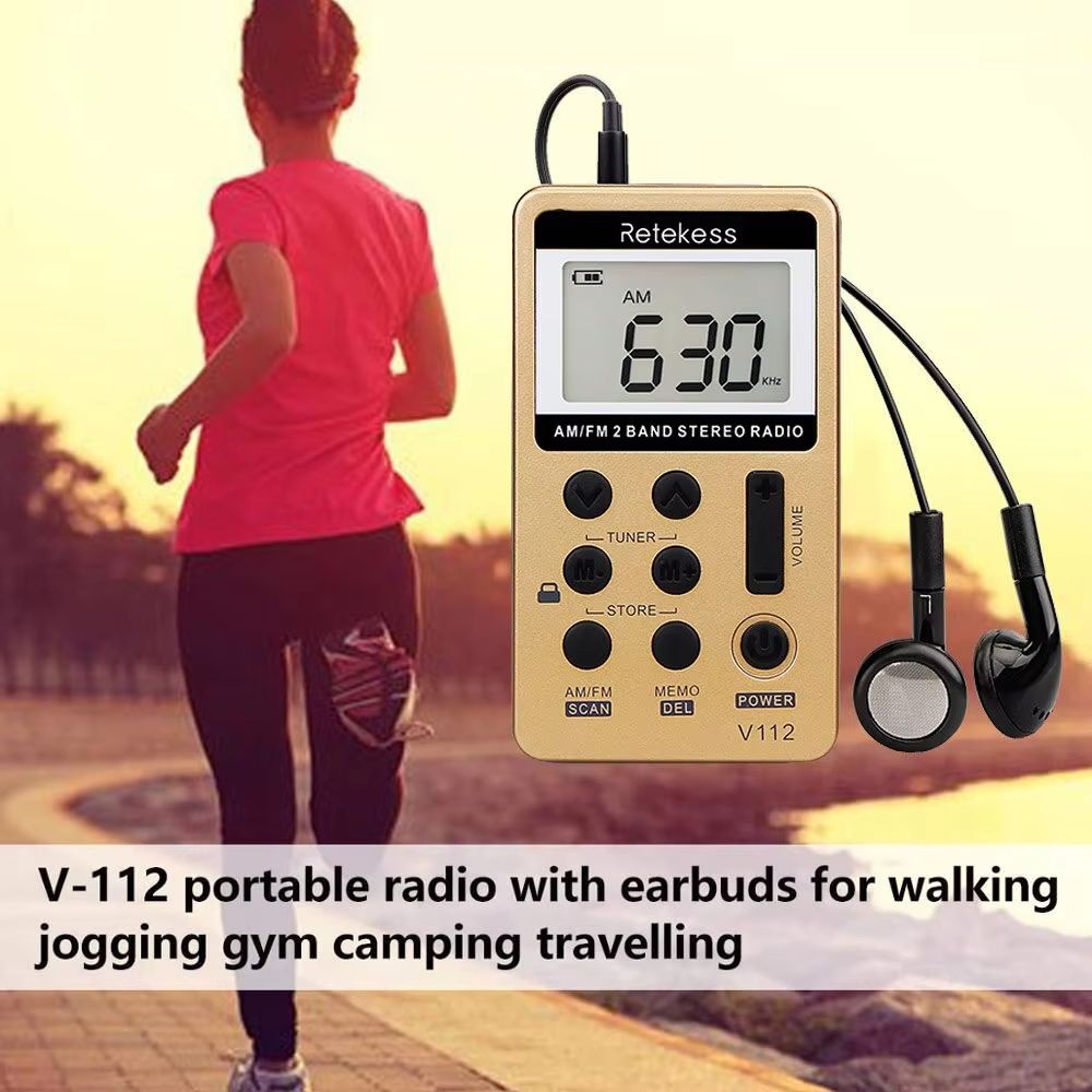 Pocket AM FM Radio  Retekess V112 Mini Rechargeable Portable Radio With Sleep Timer And Earphones 3
