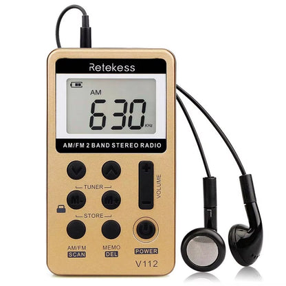 Pocket AM FM Radio  Retekess V112 Mini Rechargeable Portable Radio With Sleep Timer And Earphones 7