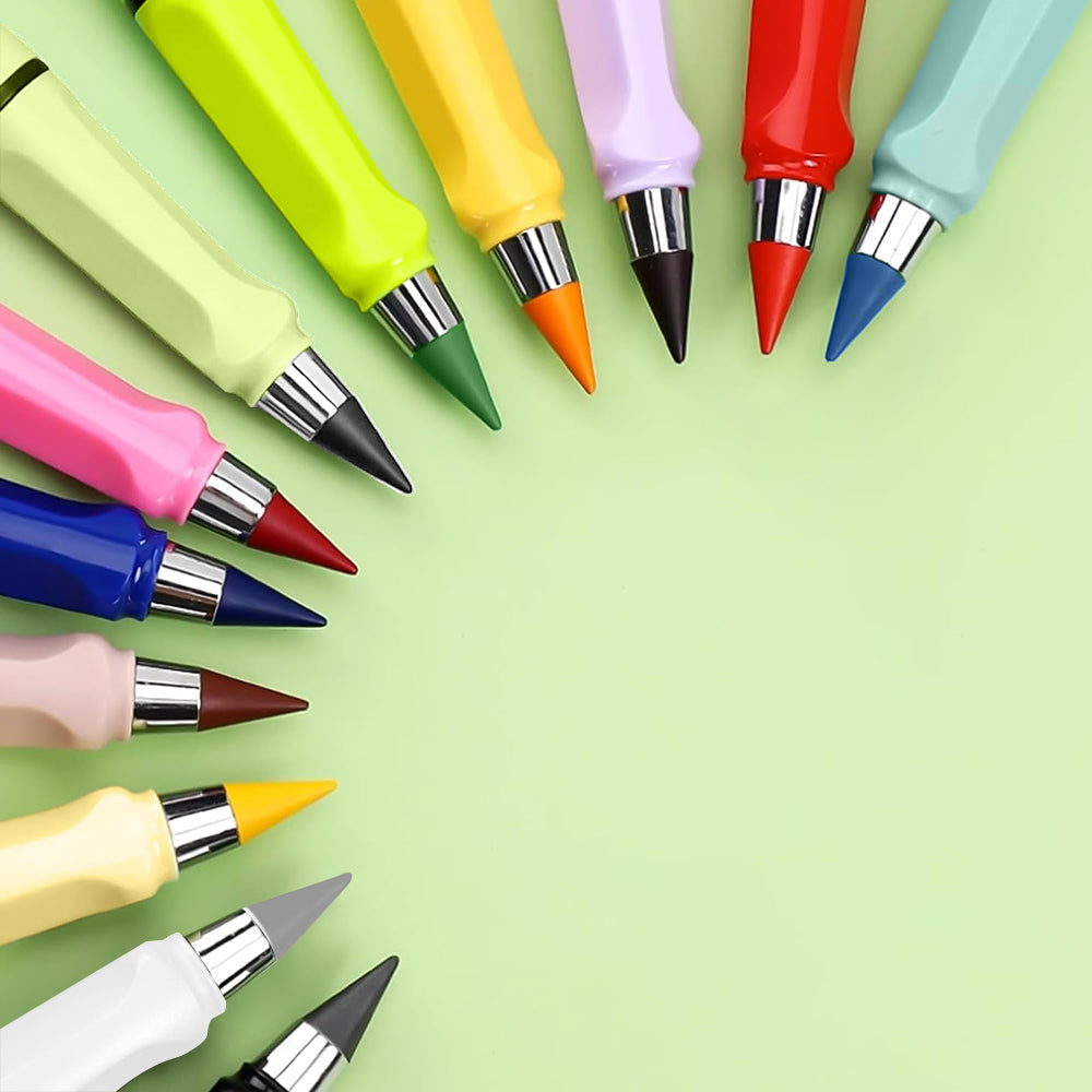 Color Eternal Pencil Set Wipeable Magic Replace Head, Eco Friendly Drawing for Kids, School Gift Supplies