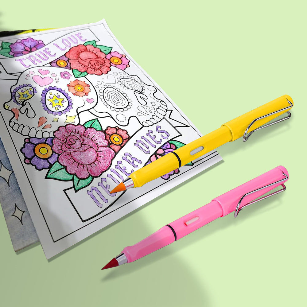 Color Eternal Pencil Set Wipeable Magic Replace Head, Eco Friendly Drawing for Kids, School Gift Supplies