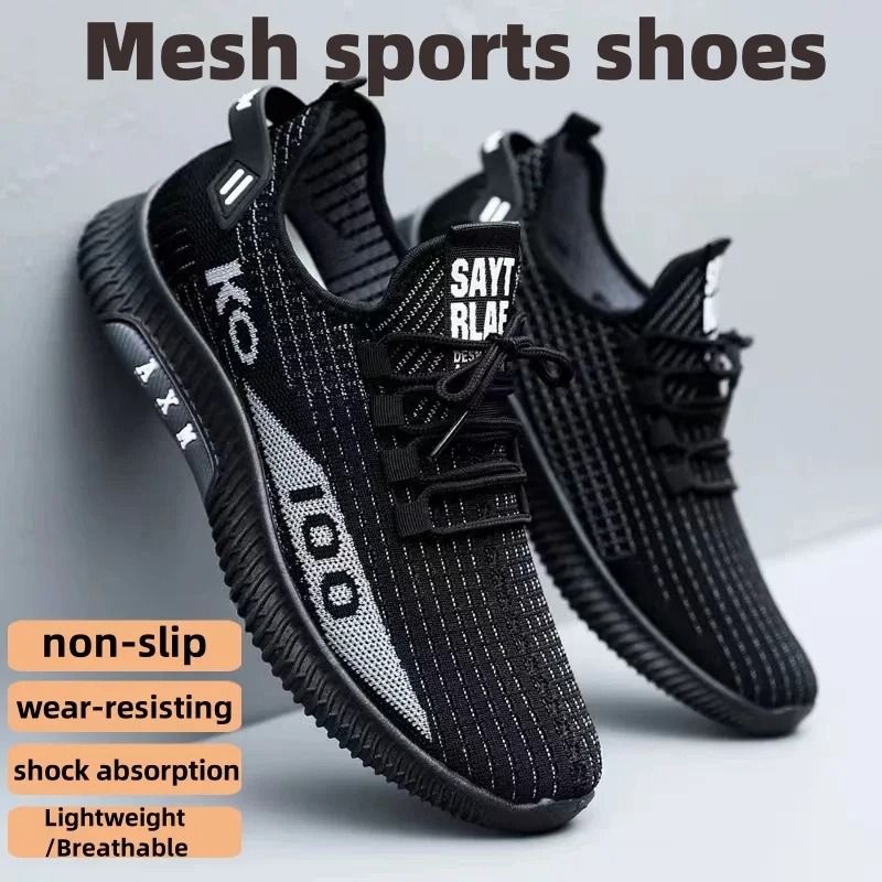 Men's Breathable Sports Running Shoes for Outdoor Walking and Training