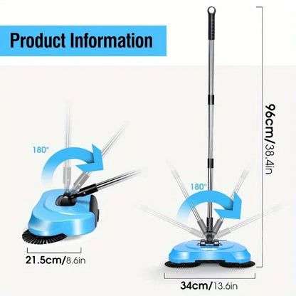 Hand Push Floor Broom With Long Handle And Spiral Cleaning System 2