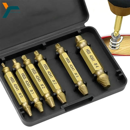 Damaged Screw Extractor Set, HSS Drill Bit Stripped Broken Remover Kit Quickly Easily Remove Small, Stuck, or Rusted