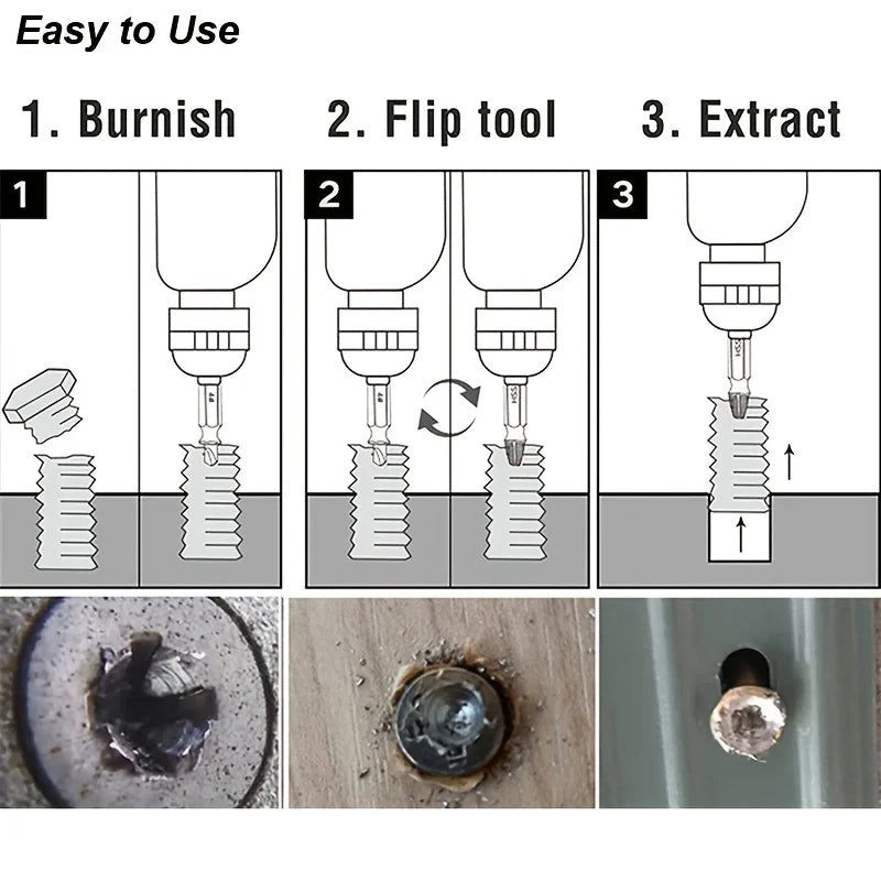 Damaged Screw Extractor Set, HSS Drill Bit Stripped Broken Remover Kit Quickly Easily Remove Small, Stuck, or Rusted