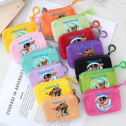 Moana Plush Wallet for Girls, Mini Cartoon Maui Coin Purse, Cute Square Storage Bag, Key Holder, Gift Idea